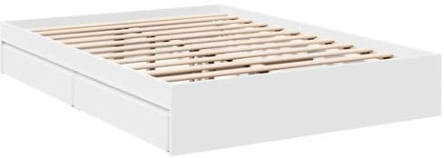vidaXL Bettgestell, Bett mit Schubladen für Schlafzimmer, Bettrahmen mit Lattenrost, Schlafzimmerbett Doppelbett, Weiß 120x200cm Holzwerkstoff