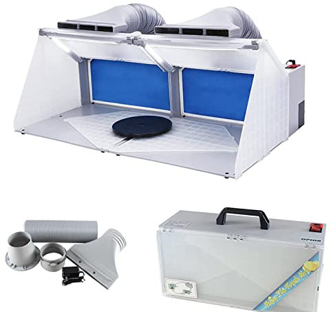 Boot de Peinture aérographe, Ventilateur d'échappement avec Filtre d'éclairage à LED, Cabine de Peinture aérographe kit de Cabine de Peinture Portable pour Peindre des modèles d'art96x 46x38cm