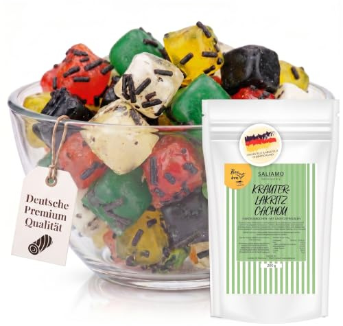 Saliamo Lakritz Bonbon, Cachou mit Anisöl und Lakritzstreuseln, 200g | Retro Süßigkeit, Bonbons wie früher, Jahrmarkt Bonbons, Deutsche Manufaktur