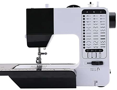 Máquina de coser industrial portátil con 38 puntadas integradas, luz nocturna y mesa de extensión, máquina de bordar resistente para principiantes y avanzados, color negro