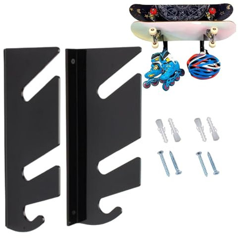 Aibyks Percha para monopatín, 1 par de estantes de Pared para monopatín, Dos Capas de Estante de Cubierta de Longboard para Almacenamiento y exhibición de Accesorios de Skateboard