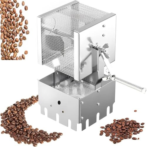 GJLRS Coffee Roaster, Hand Crank Roaster, Bean Warehouse Mesh Aperture 3.5mm, Volume Of Baked Beans Less Than 0.44 Lbs, for Peanuts, Soybeans, Sunflower Seeds, Dried Fruits, Home Use