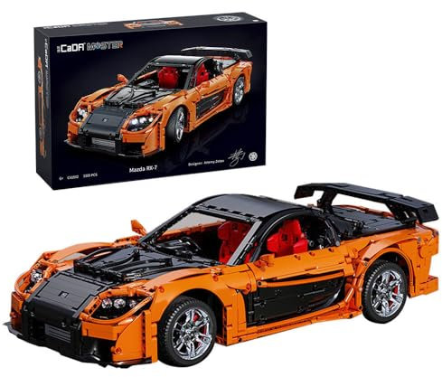 KYLON Technik Auto für Mazda RX-7 Supercar, 3300+ Teile Technik Auto Bausatz, MOC RX -7 Sportwagen Bausatz mit M0T0R, 1:8 KIemmbausteine für Kinder und Erwachsene
