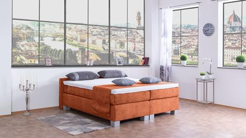 Boxspringbett City 240x220, DS-Terrakota, 7-Zohnen Taschenfederkernmatratze, Komfortschaum - Inklusive Aufbau - Deutscher Hersteller