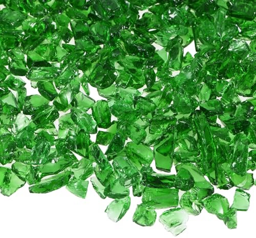 M METERXITY High Luster Fire Glass Gravel Stone, Green, 3-6mm, 350g