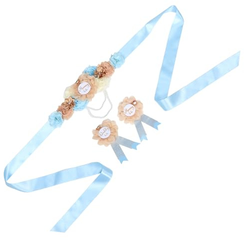 Toyvian Schärpe Für Und Anstecknadel Für Werdende Eltern Bauchschärpe Mit Blumen Schwangerschaftsaccessoires Für Babyparty Gender Reveal Party Zubehör Bauchband Für Werdende Und