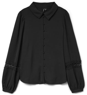 VERO MODA Damen Vmalva Lace Ls Shirt WVN Ga Boo Vmalva Lace Ls Shirt WVN Ga Boo (1er Pack)