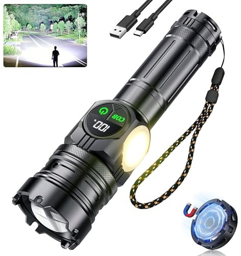 Abosi Taschenlampe LED Aufladbar 500000 Lumen, LED Taschenlampe Extrem Hell XHP70.2 Taschenlampen Akku USB, Starke Taschenlampe IPX7 Wasserdicht