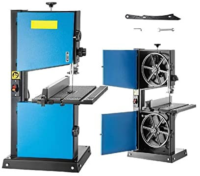 Sega a nastro da 9 pollici con porta for segatura Taglio massimo Inclinazione di 45 ° Sega a nastro for cavi da banco Sega a nastro da tavolo for la lavorazione del legno da 300 W per professionisti e
