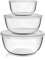 Arendo - Glass Salad Bowl with Lid - Glass Bowl Set of 3-1100 ml + 2700 ml + 4400 ml - Mixing Bowls Small to Large - Borosilicate Glass - Glass Bowl Salad Glass Bowl
