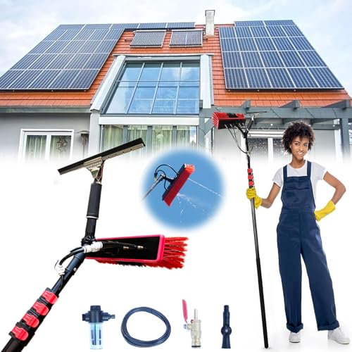 KLYDBMYT 3.6-6 M Window Cleaning Pole,Water Fed Telescopic Brush,Window Cleaner Kit,Extendable Solar Panel Washing Equipment Cleaning Conservatory Roof Extendable Cleaner (35cm Br