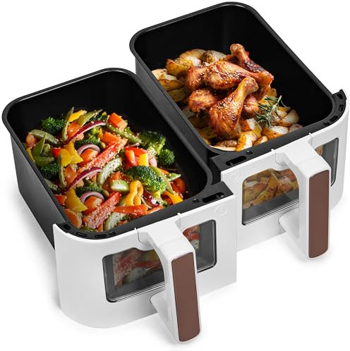 Duronic Twin Drawers AFD2 WE, TWIN DRAWERS ONLY 2024 VERSION ONWARDS, 2 x 5L Drawers Specifically for the AF24 Air Fryer, Two Cooking Trays with Sync Cook and Finish for Dual Zone Air Fryer White