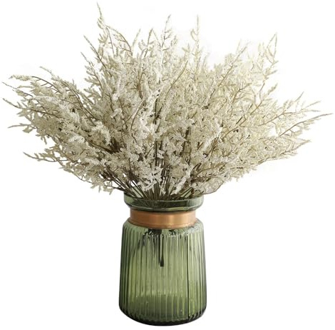 JinweiS Frühlingsblumen, grüne Pflanzen und Heimdekoration, Simulationsstrauß aus Liebesgras, 36 cm, 1 Stück (weiß)