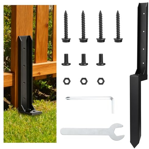 Faankiton Fence Post Repair Kit, Heavy Duty Fence Post Spikes, Fixer Anchor Ground Stakes, Fence Post Repair Stakes, 80cm Ground Spike for Repairing Tilted Broken Wooden Fence Posts Sign Posts Mailbox