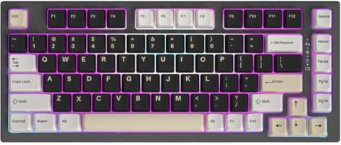 UoeWoyTev Wireless Mechanical Keyboard 75% Compact RGB Gaming Hot Swap Pre-Lubed Switches Compatible With Win(Black)