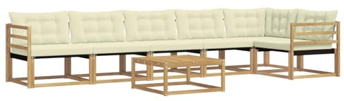 vidaXL Outdoor-Sofagarnitur 7 pcs Weiß und Creme 79 x 79 x 37 cm, Garten Sofa für draußen, modernes Lounge Set, langlebige Möbel für die Terrasse, bequemes Sitzen