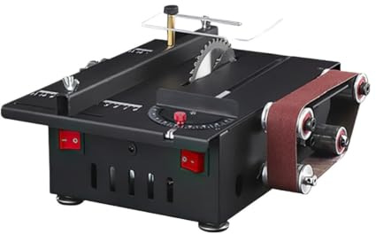 7 Speed Control 2 in 1 Mini Desktop Table Saw Belt Sander Cutting Machine Woodworking Small Electric Model Precision Cutting,Safety Protection