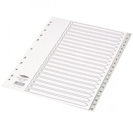 Concord Grey Index Polypropylene 120 Micron Europunched 1-20 A4 Ref 62705