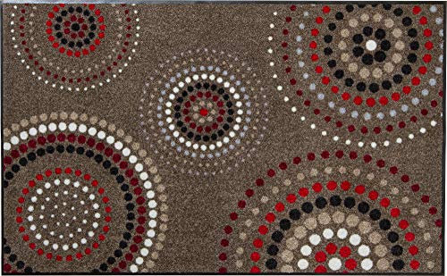 Erwin Müller Fußmatte Ludwigshafen, Schmutzfangmatte, Sauberlaufmatte Kreise braun/rot Größe 40x60 cm - rutschfest, pflegeleicht, für Fußbodenheizung geeignet (weitere Farben, Größen)