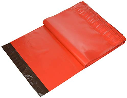 REALPACK MB-5084 Versandtaschen aus Kunststoff, 305 x 406 mm + 40 mm Rand, Rot, 100 Stück