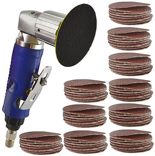 2 Air Angle Sander Grinder Polisher and 100 Pack 40 Sanding Grit Hook/Loop Pads