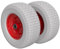 2 x PU Rad Ø 400 mm 6.50-8, 2 Kugellager Rasenmäher Traktor PANNENSICHER, grau/rot
