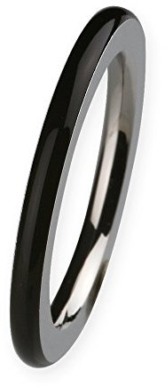 Ernstes Design Vorsteckring, ED vita Ring, Beisteckring, Ring aus Edelstahl mit Keramikauflage schwarz 2mm R272 (52 (16.6))