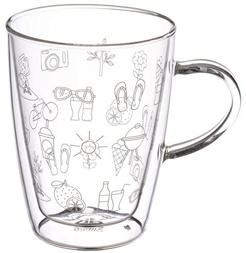 GRÄWE Thermotasse 0,3 Liter - doppelwandiges Henkel-Glas mit Sommer-Motiven