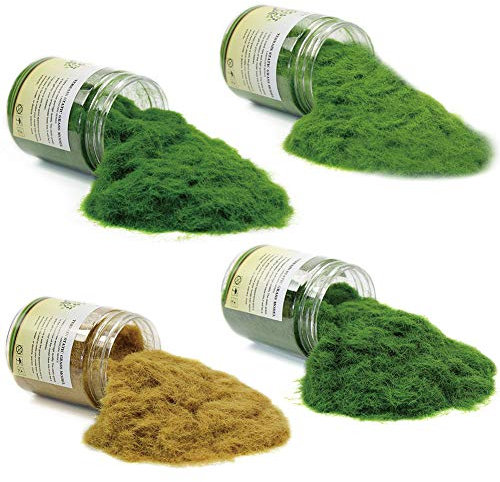 Evemodel CFA6 4x35g Hierba estática Mixta de 5mm Terreno en Polvo Hierba Verde Falsa Jardín de Hadas Paisaje en Miniatura Mesas de Arena Artificiales Módulos de Modelismo Ferroviario