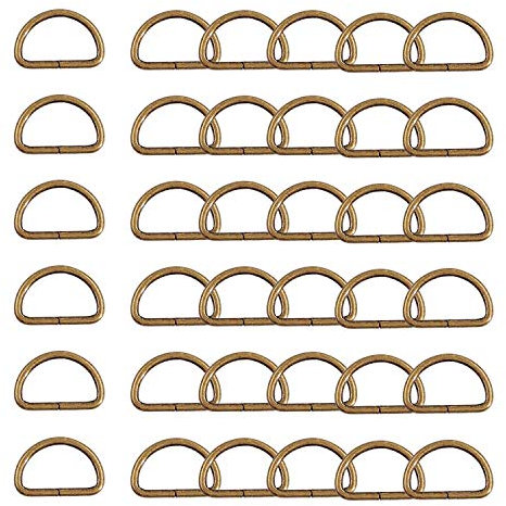 WedDecor 15mm Antiker Messing D-Ringe für Verschluss Gurtband, Basteln, Haustier Halsbänder, Verstellbar Reparatur Beutel, 10 Stk. - Antiker Messing, 30mm