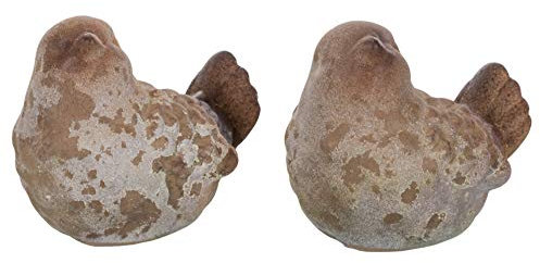 The Country House Lil Rustic Birds Aged Brown 3 x 2 Terra Cotta Ceramic Figurines Set of 2