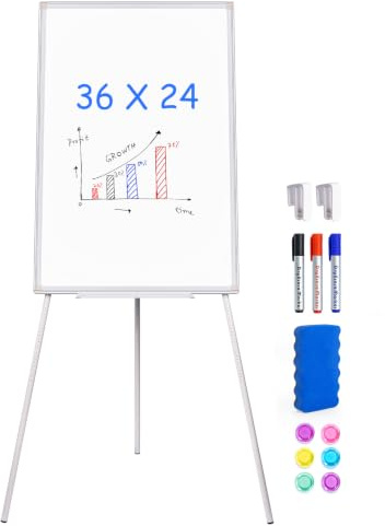 Easel Whiteboard - Magnetic Portable Dry Erase 36 x 24 Tripod Height Adjustable, 3' x 2' Flipchart Easel Stand White Board for Office or Teaching at Home & Classroom (36x24 White)