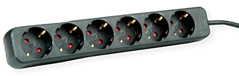 ROLINE 6-fach Steckdosenleiste ohne Schalter, schwarz, 3 m