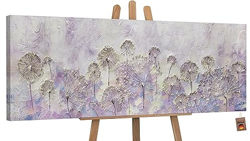 YS-Art Abstrakt Stil Acryl Blumen Gemälde auf Leinwand Frühlingsanfang handgemalt Wandbilder Wohnzimmer modern Wohndekor Bilder Büro echte Kunstwerke gerahmt 150x50 cm
