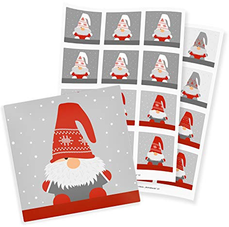 itenga 24x Sticker Aufkleber Motiv Wichtelbande Figuren Weihnachten Adventskalender Geschenke Dekoration quadratisch 61 x 61 mm
