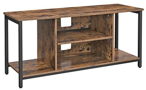 VASAGLE TV Stand for TV up to 50 Inches, TV Cabinet with Open Shelves, TV Console for Living Room, Entertainment Room, Rustic Brown and Black LTV39BX