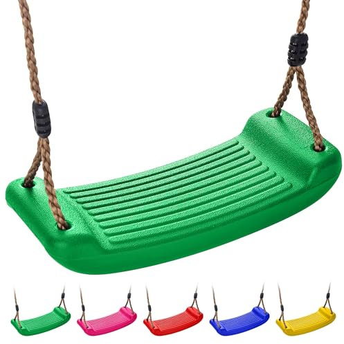 Kids Swing Seat – Durable Outdoor & Indoor Baby Swing Chair with Adjustable Rope – Heavy-Duty Plastic, Weather-Resistant – Replacement Swing for Climbing Frames, Playsets & Tree Swings Green