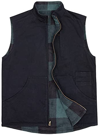 ZENTHACE Lässige wendbare Weste mit Flanell-Fleece-Futter, für Arbeit, Safari, Angeln, Reisen
