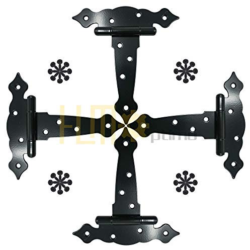 HLMxOptimo T Hinges Tee Hinges Door Hinges Gate Hinges Barn Hinges Wooden Fences Hinges Rustproof Decorative Classic Hinge (4, 5 inch)