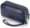 FORRICA Portefeuille Femmes Élégant en Cuir Véritable Léger Porte Monnaie Grande Capacité Porte Monnaie Fille Fermeture Éclair Portefeuilles avec Bracelet Bleu
