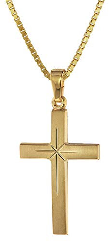 trendor Kreuz 24 mm Gold 333 (8 Karat) an Goldplattierter Silberkette 75278-40 40 cm