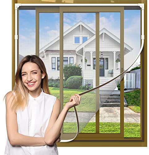 Window Screens Magnetic Fly Screen Mesh Window Adjustable DIY Max Size 125x150CM Fiberglass Insect Mesh Fits Any Size Smaller with White Window Frames and Grey Mesh Keep Bugs Flys Mosquitoes Out