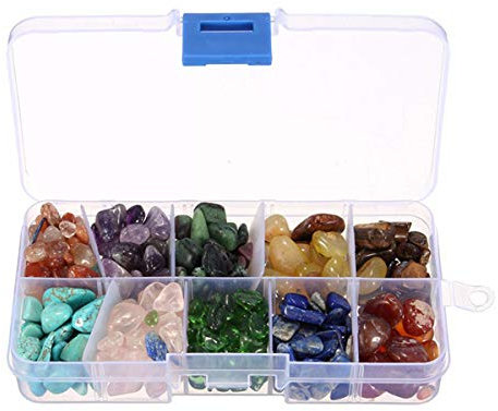Mini Gemischte Steine Edelsteine Ladesteine Granulat/Mini Chips,100% natürliche Trommelsteine mit Veranstalter,Bunt Gemischte Quarzkristalle Für Meditation Entspannung Dekoration