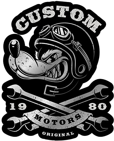 Samunshi Costum Motors Original Aufkleber Autoaufkleber für Motorrad Fahrrad Roller oder Auto Sticker Chopper Hot Rod Bopper Enduro Motocross Rockabilly Vinta (40x50cm Costum Motors Original)