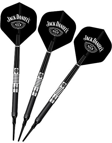 Jack Daniel's Offiziell lizenziertes Dart-Set mit weicher Spitze, 90 % Wolfram, schwarzes Titan, 20 g (D9879)