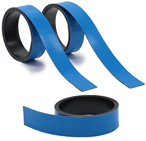 3x Magnet-Streifen Blau - ca. 2 cm x 1 m Magnetband zum markieren einteilen auf Whiteboards Lager-Regale Kalender - einfach zurechtschneiden - Magnet-Etiketten - mag251