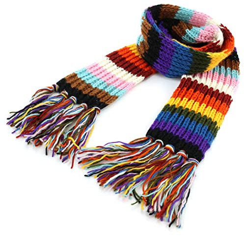 LOUDelephant Handgestrickt Wollschal - Streifen Progress Regenbogen