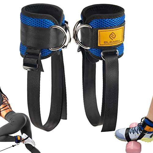 ELEAMY Knöchelriemen für Kabelmaschine, verstellbare Gewichte, Knöchelriemen, Hantelbefestigung, Knöchelkabelbefestigung, Gesäßmuskeltraining, Beinverlängerungen für Damen und Herren (Blau 2 Stück)
