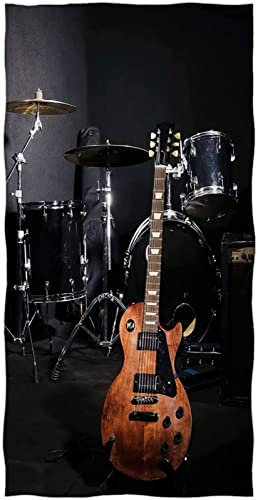 EMENZA Rock and Roll Strandtuch 70 x 150 cm, 3D Gitarren Microfaser Strandtuch Badetuch Groß, Strandtücher Herren Frauen Badetücher, Strandlaken, Handtuch