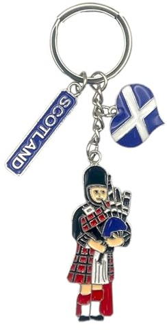 Souvenirs Scotland Keyring - Scottish Piper Keychain - Pipe Playing Scotland Key Chain - Edinburgh Gift Car Keychain